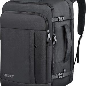 Gieury Carry On Backpack, 50L Travel Backpack, Luggage Backpack TSA Flight Approved Laptop Backpack for Men & Women, Large Expandable Backpack 40L Daypack Lightweight Business Weekender Bag, Black