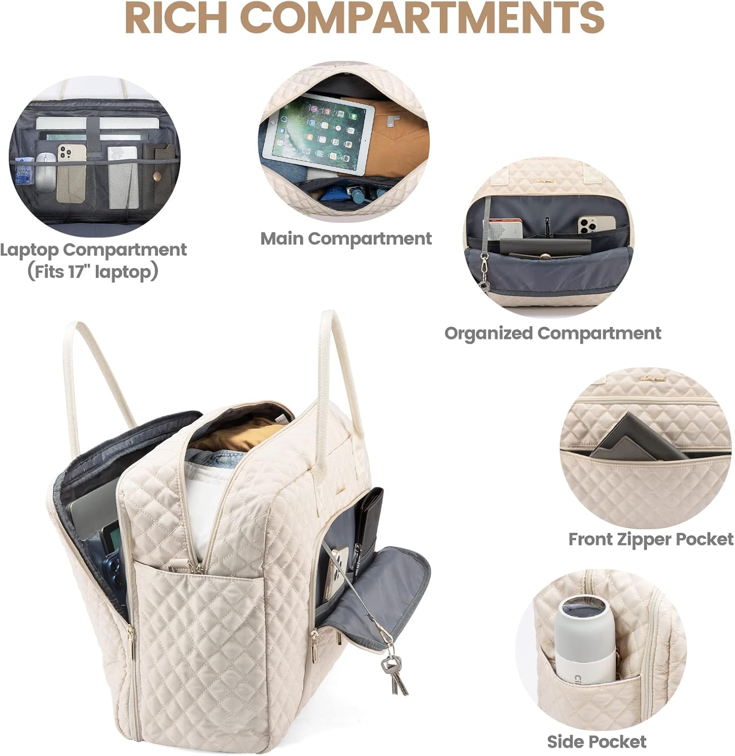 LOVEVOOK Travel Duffle Bag, Weekender Bag for Women with Toiletry Bag Carry on Overnight Bag with Laptop Compartment, Yoga Gym Bag with Wet Pocket Shoe Bag, Hospital Bag for Labor and Delivery - Image 3