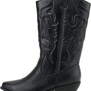 Red Reno Western Cowboy Pointed Toe Knee High Pull On Tabs Boots All-White