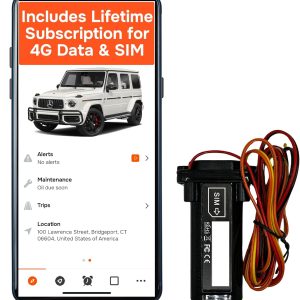 Wired GPS Tracker for Vehicles No Monthly Fee, No Subscription, 4G SIM and Data Included, Business Fleets, Quick Installation, Speeding Alerts, Trip History, USA Developed, Moto Watchdog